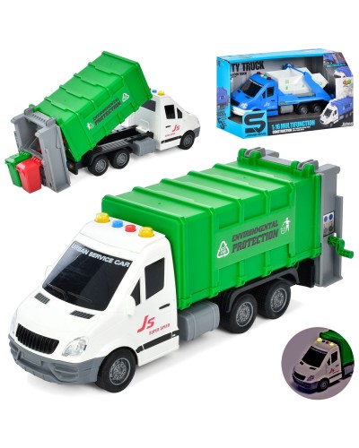 Сміттєвоз 29 см 1:16 інерційний зі звуком та світлом, на батарейці, в асортименті, у коробці