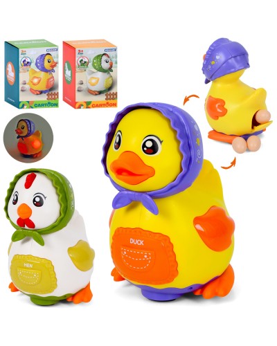 Птах 18 см музичний з 2 режимами світла, несе яйця та їздить, на батарейці, в асортименті, у коробці