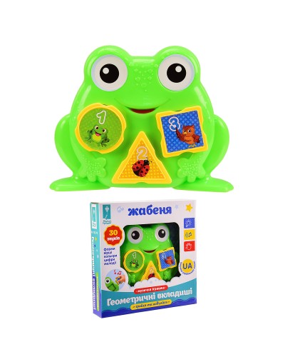 Жабеня-сортер музичне з українською озвучкою, на батарейці, у коробці 20х20,2х4,4 см