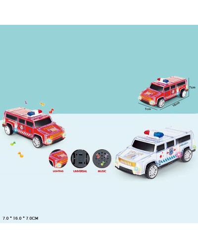 Машина музична зі світлом та звуком, поворот на 360 градусів, на батарейці, в асортименті, у коробці 7х16х7 см