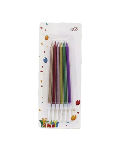 Набір свічок для торта «Long» перламутр з 6 штук по 0,5х11 см, ТМ А-Toys