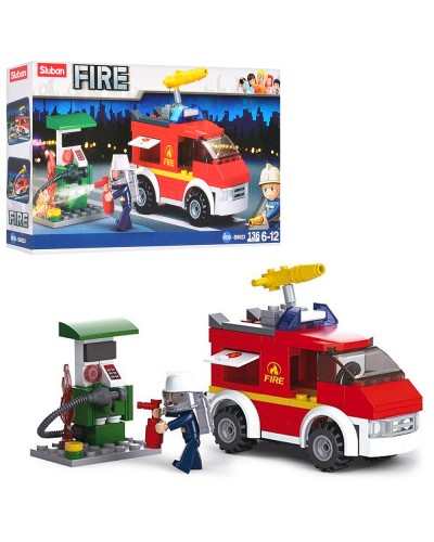 Конструктор «Пожежна машина.Заправка» на 136 деталей з фігуркою, у коробці 24х14х4,5 см, SLUBAN