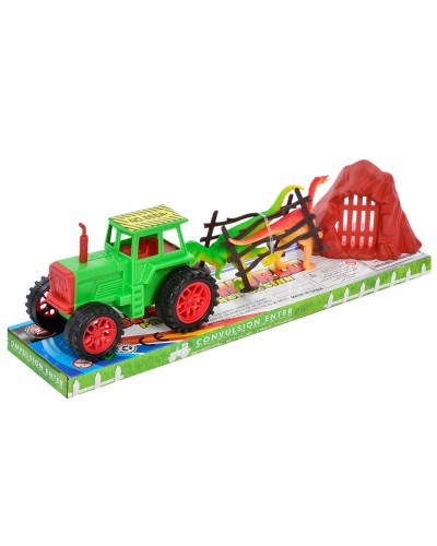 Трактор 27 см інерційний з 2 динозаврами, під слюдою 32х10х8,5 см