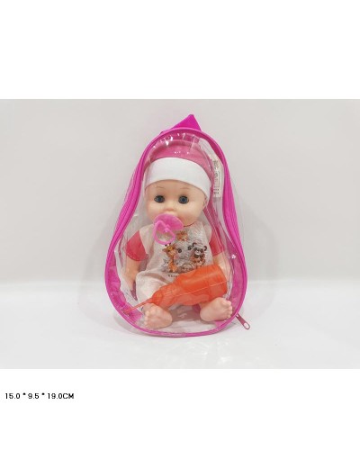 Пупс музичний з аксесуарами, на батарейці, у рюкзаку 15х10х19 см
