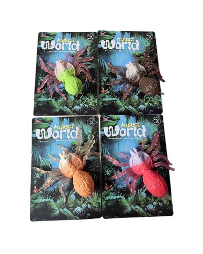 Павук 17 см гумовий, в асортименті, на планшетці 19х15 см