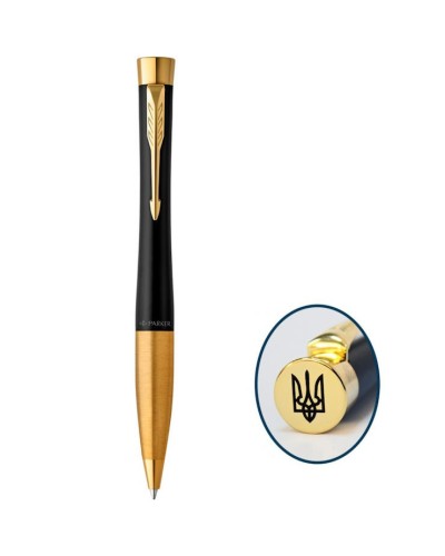 Ручка Паркер «Urban Ukraine Muted Black» кулькова поворотна з тризубом на торці, у коробці