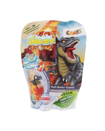 Ароматна бомбочка для ванни «Милі Динозаври» з іграшкою в асортименті, у дисплеї 25х10х16 см, ТМ Inkee