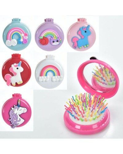 Гребінець складний з дзеркалом, в асортименті, у пакеті 7х6,5х3 см