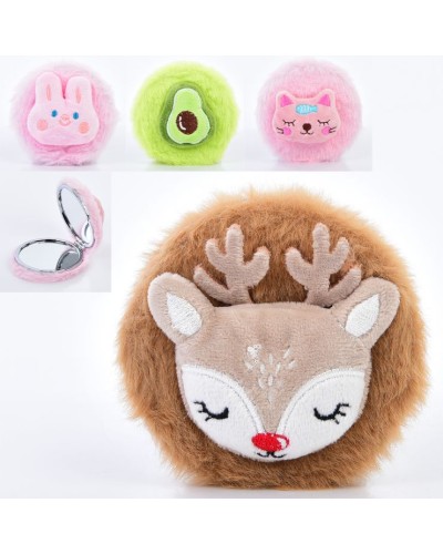 Дзеркальце 9х9х5 см у плюшовому чохлі, в асортименті, у пакеті, 12 шт. у дисплеї