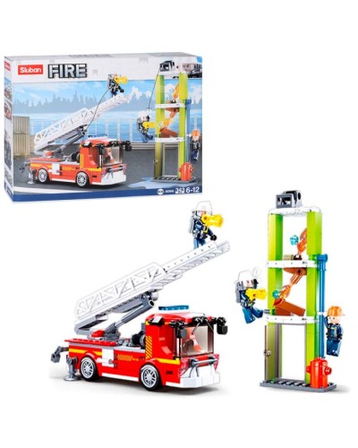 Конструктор «Пожежна машина» на 343 з фігуркою, у коробці 38х28,5х7 см, SLUBAN
