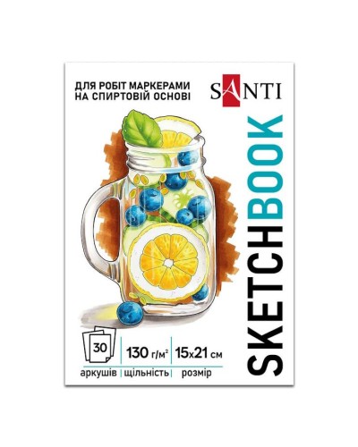 Скетчбук «Fresh» А5 на 30 аркушів 130г/м2 , склейка, ТМ SANTI