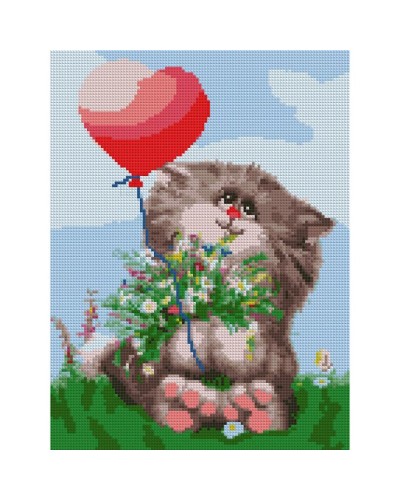 Набір з алмазною мозаїкою «Котик з кулькою» 30х40 см, ТМ SANTI