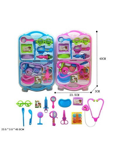Набір лікаря: стестоскоп, шприц, ножиці, в асортименті, у валізі 23х3х40 см