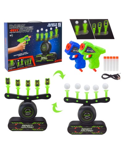 Іграшковий тир: іграшковий бластер, 5 поролонових снарядів, 10 куль, 5 мішеней, в асортименті, у коробці 38х7,7х28,4 см