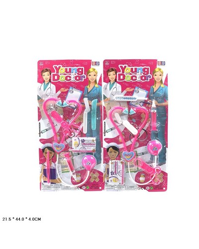 Набір лікаря з 6 елементів: шприц, стетоскоп та інші аксесуари, на планшетці 21х44х4 см