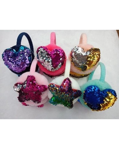 Хутряні навушники з паєтками, в асортименті