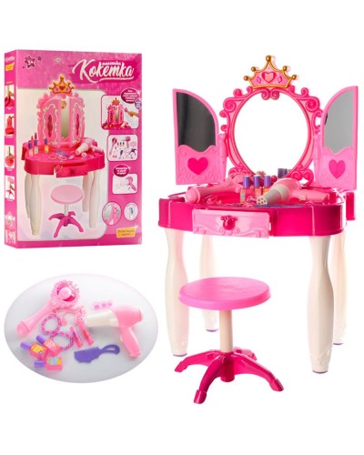 Трюмо з туалетним столиком зві світлом та звуком з аксесуарами, на батарейці, у коробці 70х55,5х8,5 см