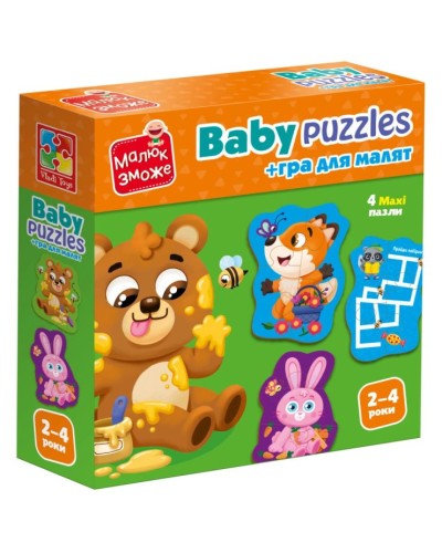 Гра «Лісові звірі» розвиваюча з картонними пазлами, у коробці 16х4,5х17 см, ТМ Vladi Toys