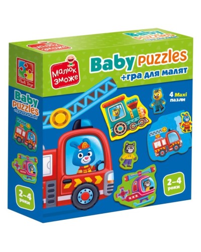 Гра «Транспорт. Тварини» розвиваюча з картонними пазлами, у коробці 16х4,5х17 см, ТМ Vladi Toys