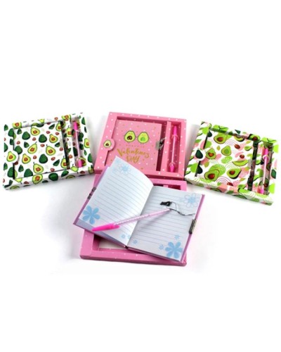 Блокнот «Авокадо» у коробці на замочку з ручкою 19х18 см на 50 аркушів у лінію, в асортименті, ТМ J.Otten