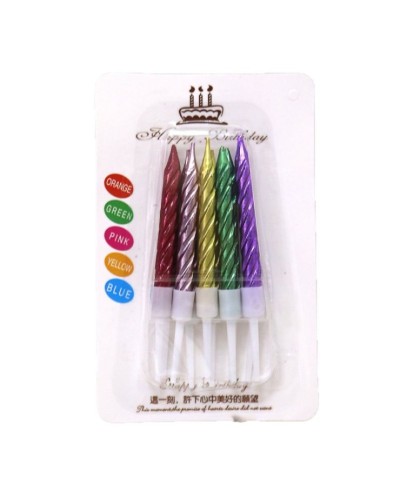 Набір свічок для торта «Rainbow» 0,6x5,5 см 10 штук перламутрових, в асортименті, ТМ J.Otten