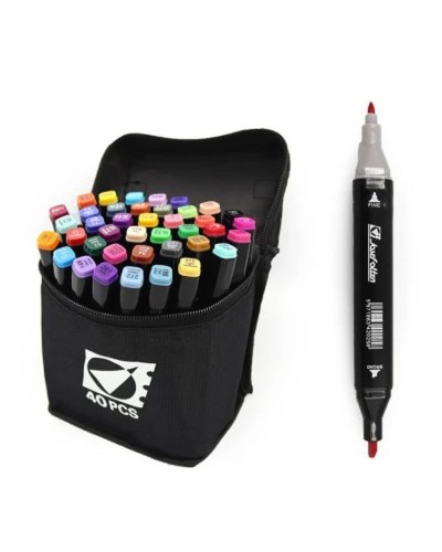 Набір скетч маркерів на 48 кольорів двосторонніх зі кругл/скошеним наконечником, у сумці, ТМ J.Otten