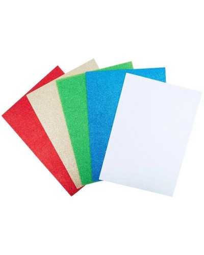 Фоаміран А4 1,5 мм різнкольоровий з глітером та клеєм, 5 аркушів, ТМ Мандарин