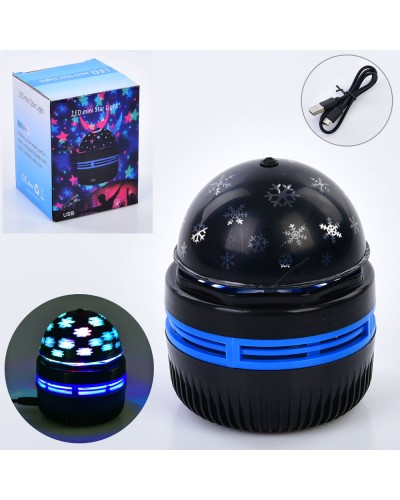 Нічник-проектор 10,5 см зі світлом та USB, може працювати від мережі, у коробці 8х10,5х8 см