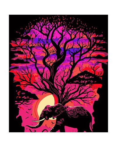 Картина за номерами «Слон на рожевих відтінках» 30х40 см, ТМ Strateg