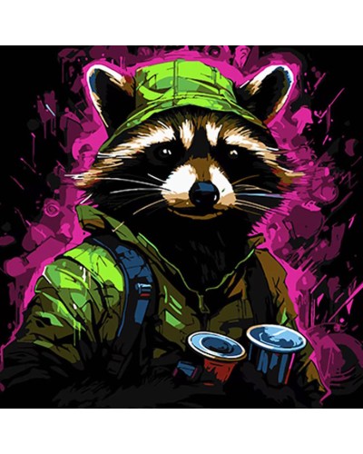 Картина за номерами «Єнот-мандрівник» 40х40 см , ТМ Strateg