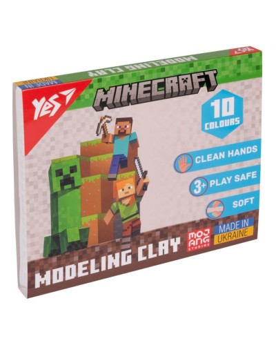 Пластилін «Minecraft» на 10 кольорів зі стеком, 200 г, ТМ Yes
