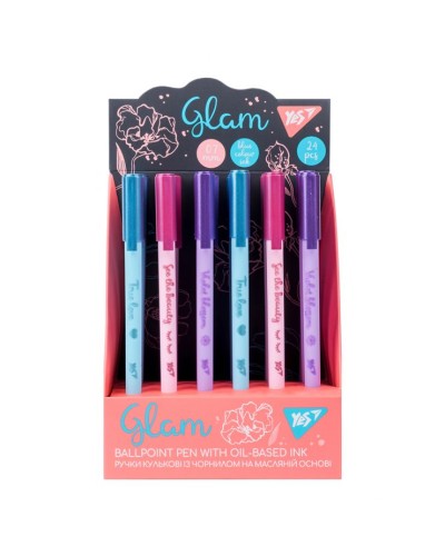 Ручка «Glam» масляна 0,7 мм синя, ТМ YES
