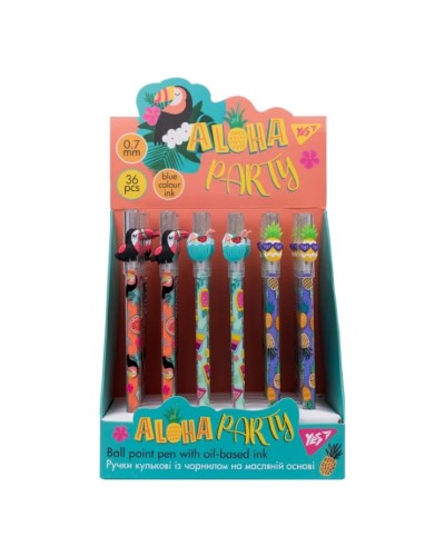 Ручка «Aloha Party» масляна 0,7 мм синя, ТМ YES
