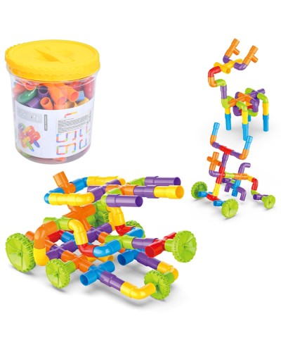 Конструктор трубчастий на 76 деталей, у відерці 16,5х18,5х16,5 см