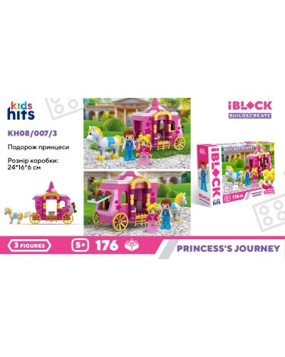 Конструктор «Карета принцеси» на 176 деталей з фігурками, у коробці 24х16х6 см, IBLOCK JUNIOR