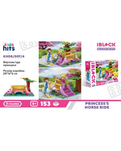 Конструктор «Верхова їзда принцеси» на 153 деталі з фігурками, у коробці 24х16х6 см, IBLOCK JUNIOR