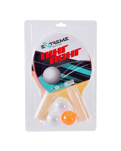 Набір для настольного тенісу: 2 ракетки та 3 м'ячики, в слюді, товщина 4 мм