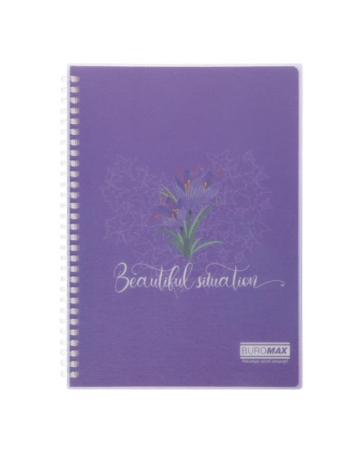 Блокнот «ARABESKI» В6 на 80 аркушів у лінію зпластиковою обкладинкою на пружині збоку, фіолетовий, ТМ Burumax