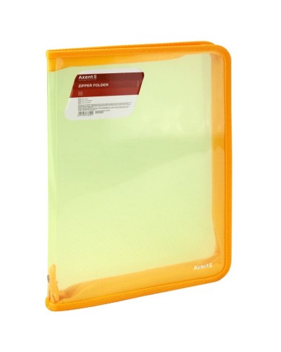 Папка А4 на блискавці об'ємна, жовта, ТМ Axent
