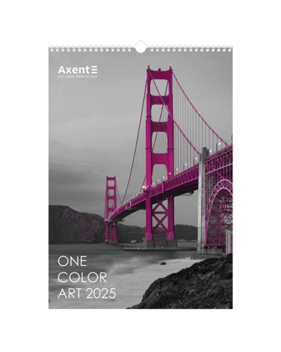 Календар «One color art 2025» А3 настінний перекидний на пружині, в асортименті, ТМ Аxent