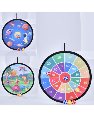 Дартс на липучці 39 см складний з гачком та 6 м'ячів, в асортименті, у пакеті 22х17х4 см