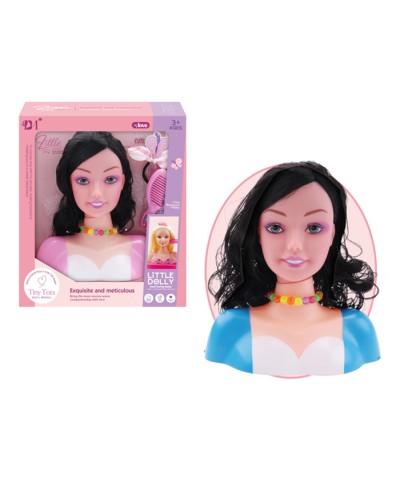 Манекен для зачісок 19 см з гребінецем на гумками для волосся, в асортименті, у коробці 21х24х10 см