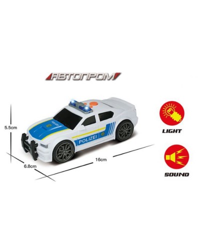 Машина «Поліція» зі світлом та звуком, на батарейці, у коробці 18х10,5х8,5 см, Автопром