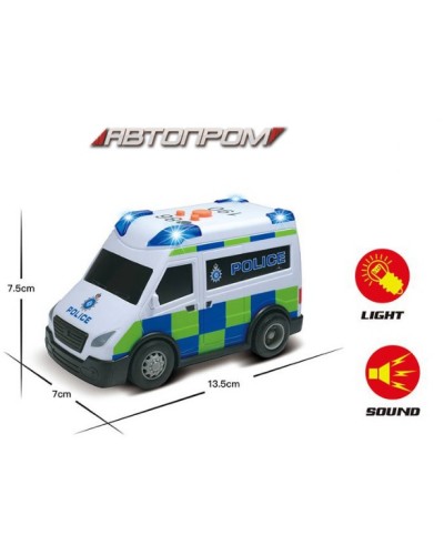 Машина «Поліція» зі світлом та звуком, на батарейці, у коробці 18х10,5х8,5 см, Автопром