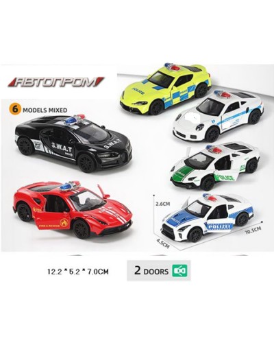Машина «Поліція» металева, в асортименті, у коробці 12х7х5 см, Автопром