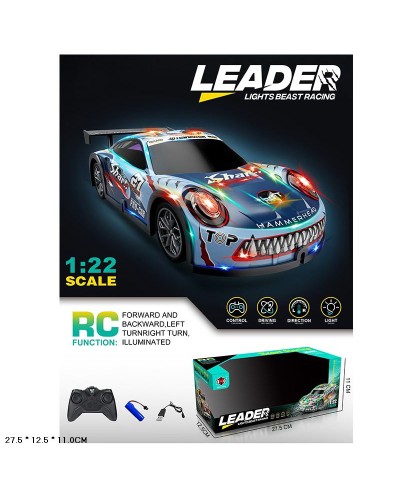 Машина р/к на акумуляторі, зі світлом, звуком та USB, у коробці 27,5х11х12,5 см