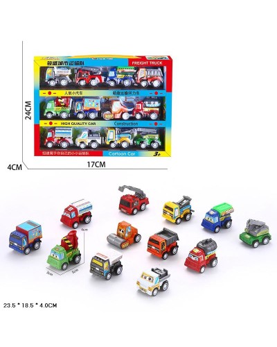 Набір з 12 машин по 5 см, у коробці 23,5х18,5х4 см