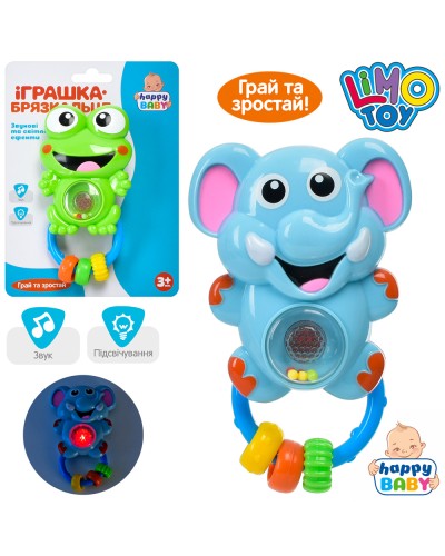 Брязкальце «Тваринка» 14 см з музикою та світлом, на батарейці, в асортименті, на планшетці 15х20х4,5 см