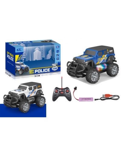 Джип «Поліція» 20 см 1:20 р/к на акумуляторі зі звуком, світлом та USB на гумових колесах, в асортименті, у коробці 26х14,5х13,5 см