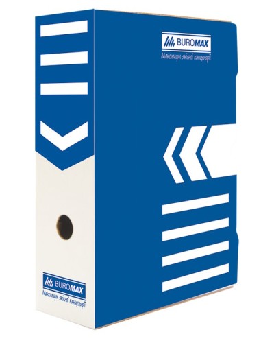 Бокс для архівації документів з шириною торця 100 мм картонний, синій, 35х25х10 см, TM Buromax